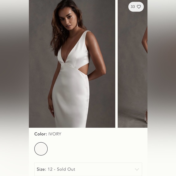 Sachin + Babi ivory midi dress with cutout and satin button detail - Picture 2 of 5